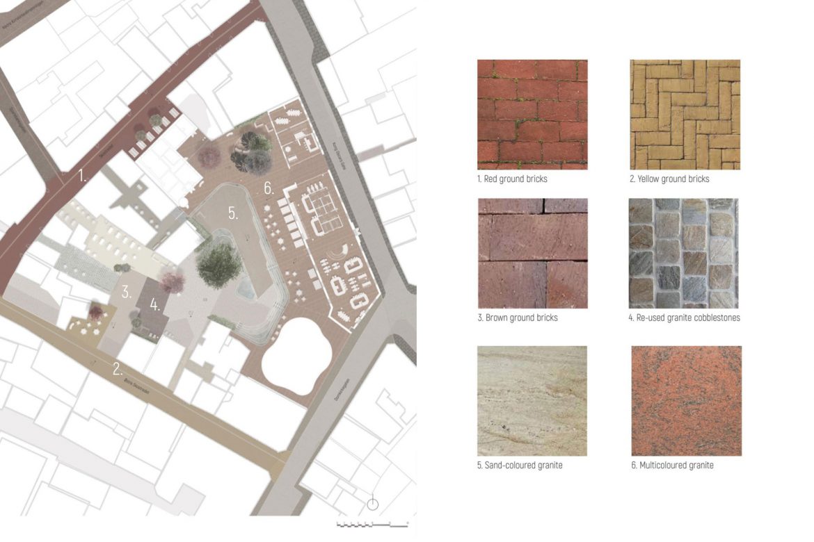 1:200 plan of the ground floor and materiality of the carpet