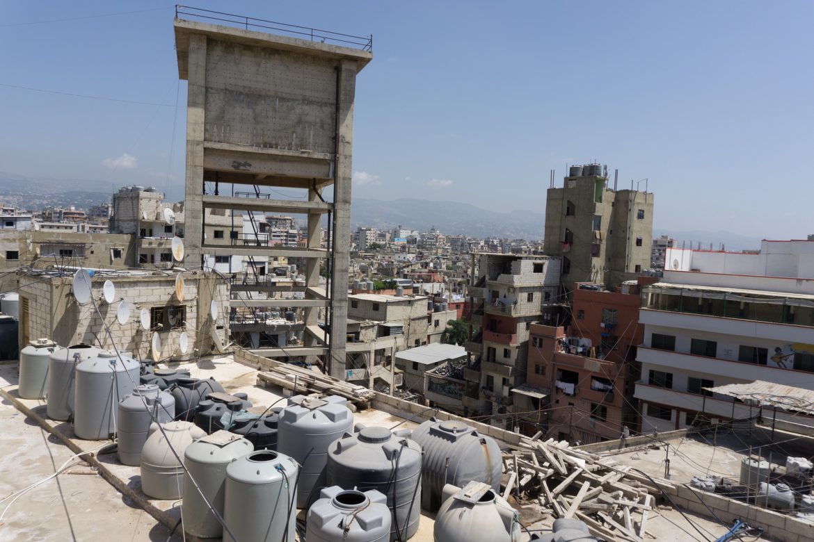 The Shatila water tower. Designed to provide the camp with fresh water but not in use due poor planning and management.