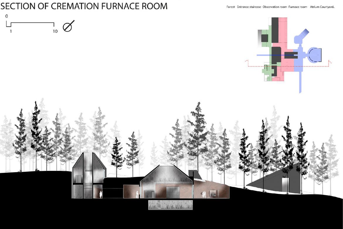 Section of the cremation furnace room.