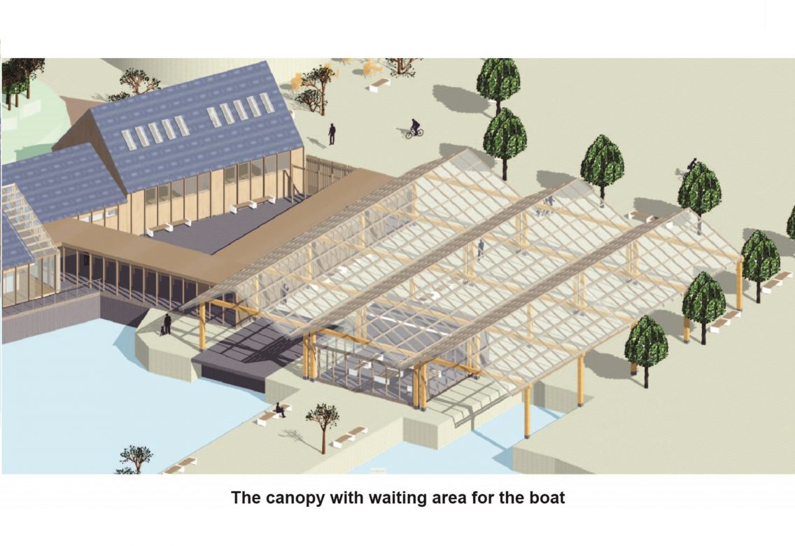 Public canopy including waiting area for high – speed passenger ferry.