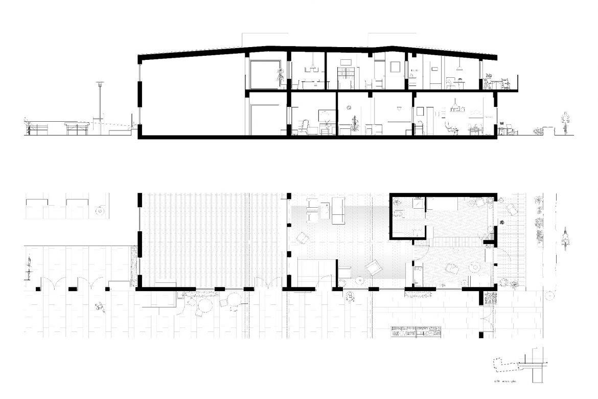 1:50 detailed section and plan of transitions