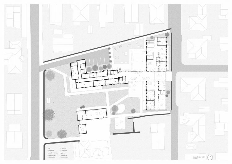 1:200 ground floor plan in context