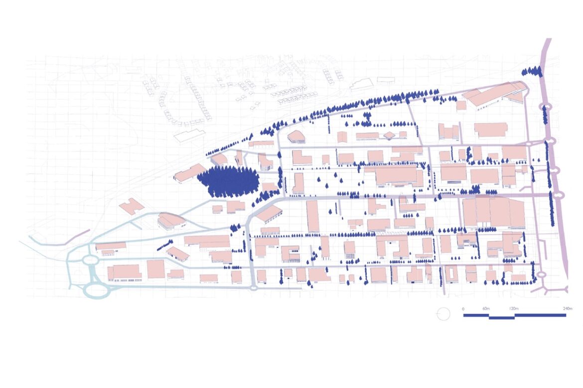 Axonometric view of the Forus area before the transformation