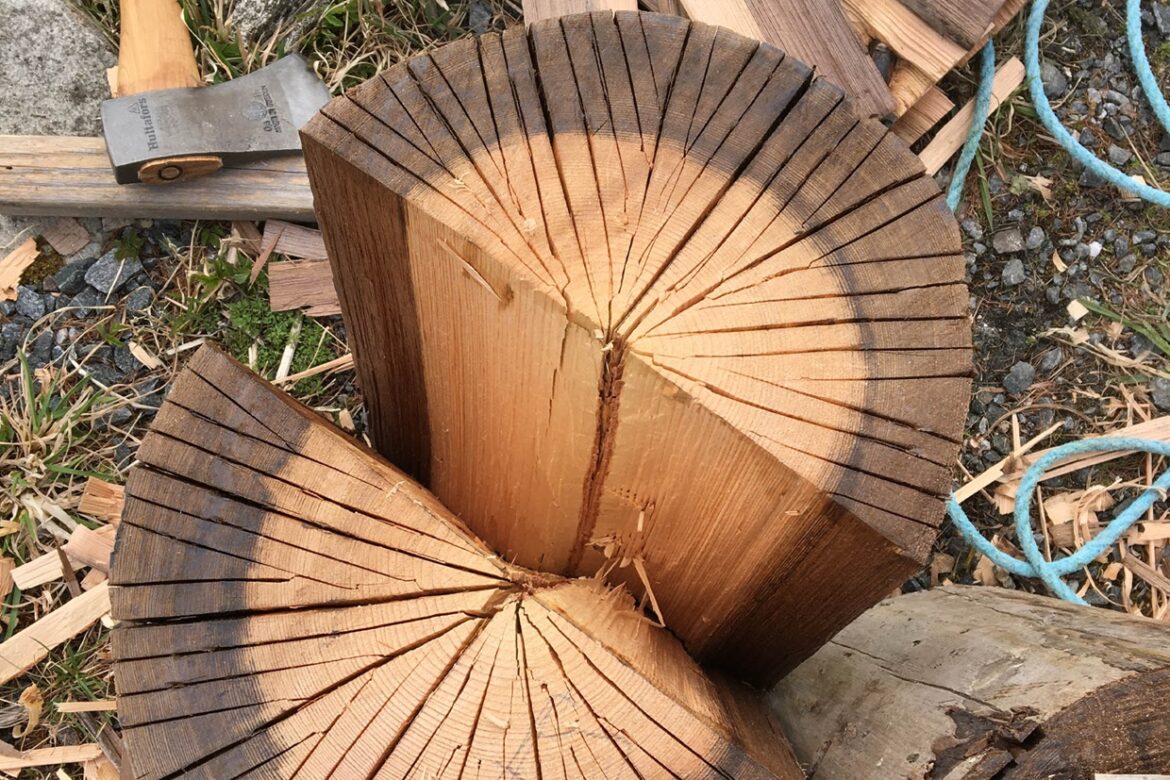 Making shingles from old telephone pole