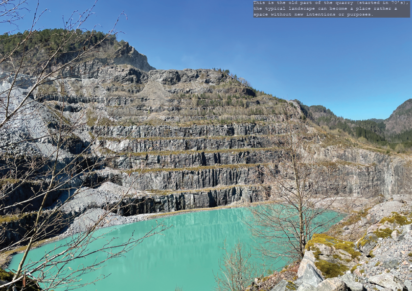 Picture of old part of stone quarry, south side of Husafjellet