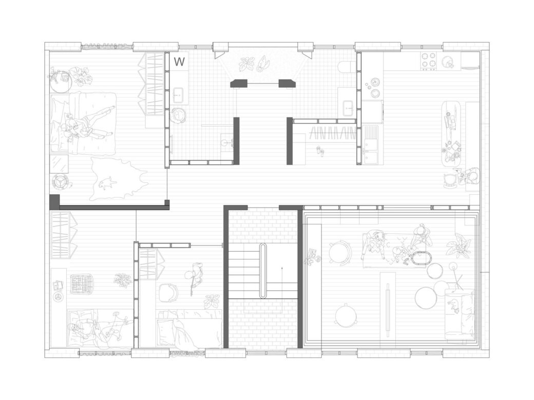 Plan showing a situation inside a family-apartment