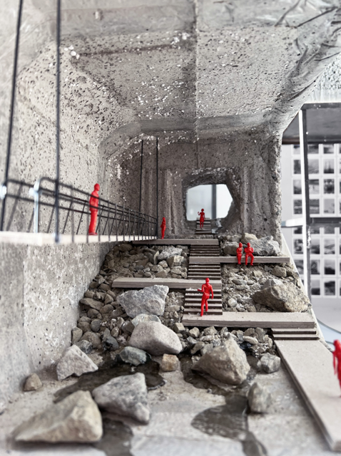 The Sediment chamber - potential cultural arena and visiting center (Section model 1:50 cast concrete)