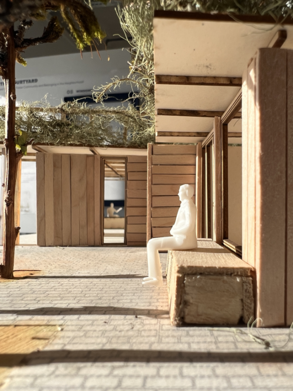 Openings – Making a connection and a hint of what’s inside the courtyard.