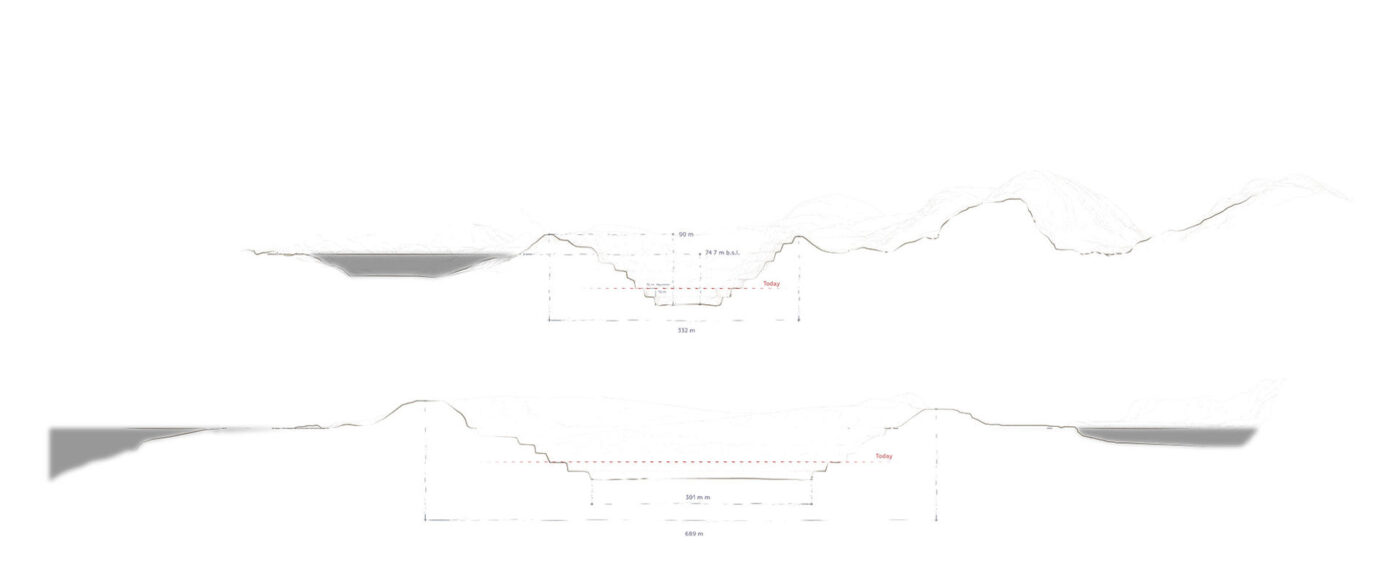 sections of quarry, illustrating the quarry's transformation over the next 3-7 years