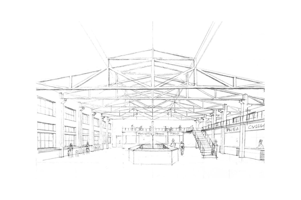 Perspective Drawing 2. Food Court